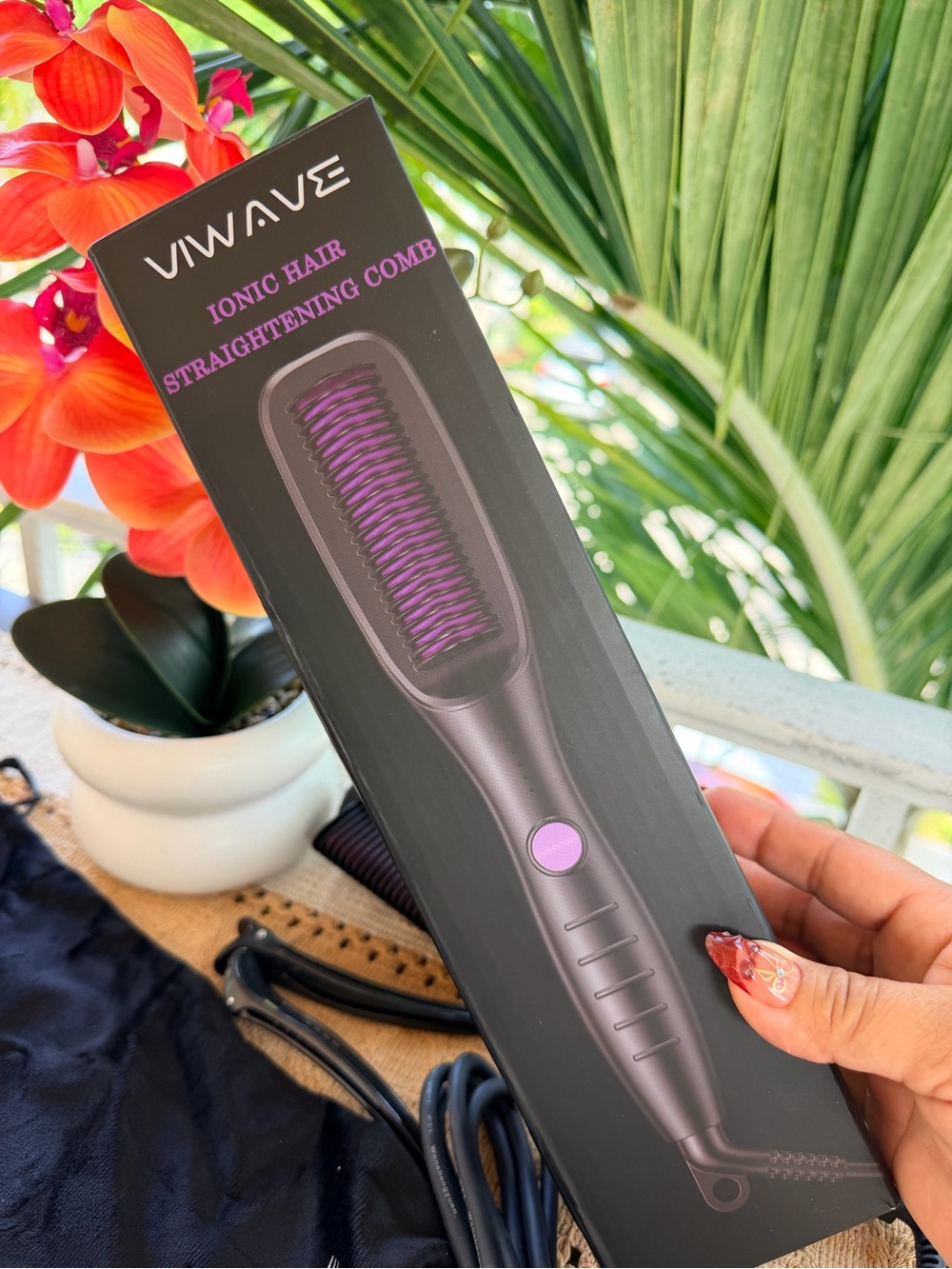 Ionic Hair Straightening Comb - Purple/Black